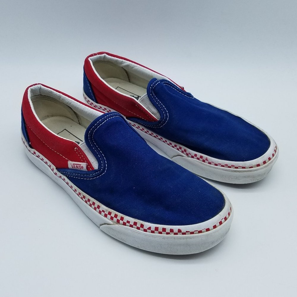 Vans Off The Wall Men's Size 3.5 Women's Size 5 Slip On Shoes Red Blue